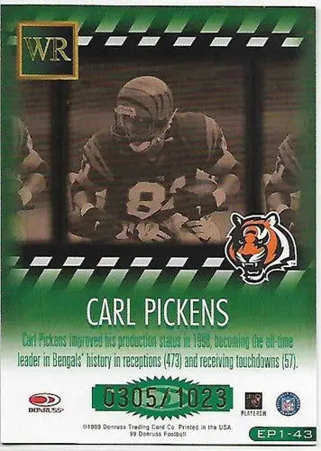 1999 Donruss Executive Producers #EP43 Carl Pickens NM-MT 0305/1023 Bengals - Football Card Single