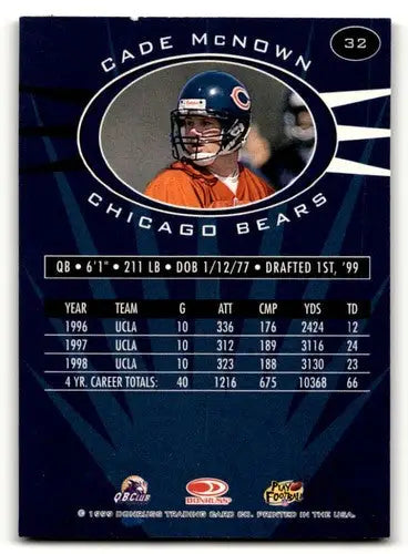 Original gloss Cade McNown football card from Donruss Preferred QBC series