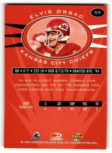 Elvis Grbac football card from 1999 Donruss Preferred QBC Kansas City Chiefs