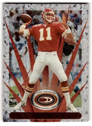 Original gloss football trading card of Elvis Grbac Kansas City Chiefs from Donruss Preferred QBC