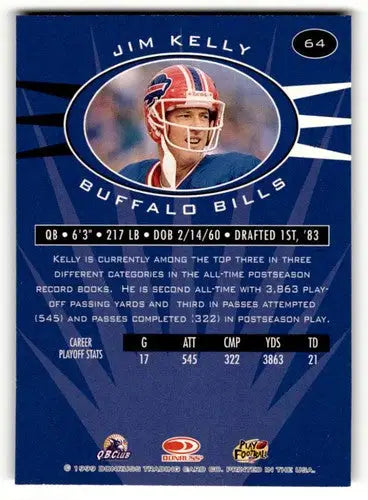 Original gloss Jim Kelly Buffalo Bills football card from 1999 Donruss Preferred QBC