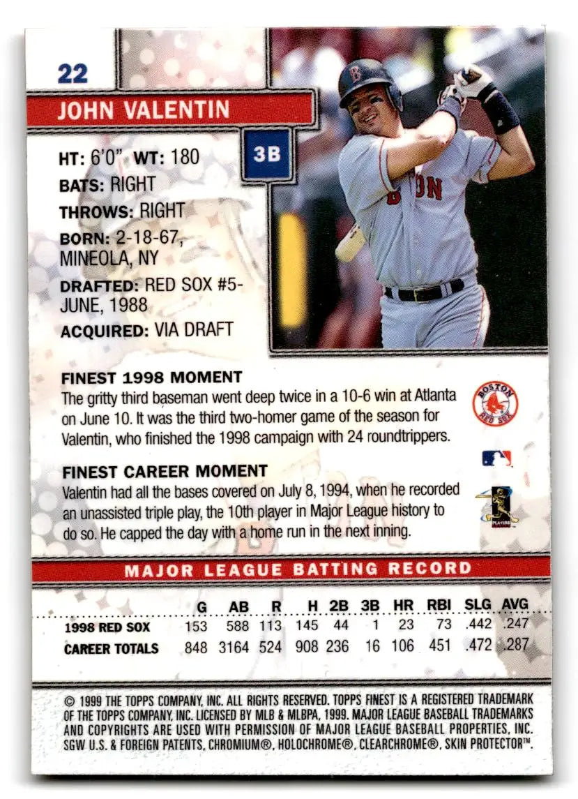 1999 Finest #22 John Valentin - Baseball Card Single