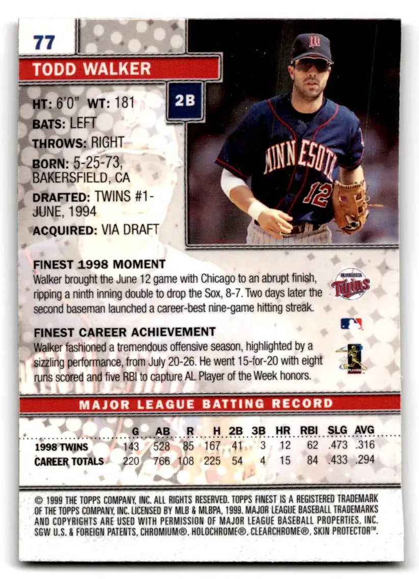 1999 Finest #77 Todd Walker - Baseball Card Single