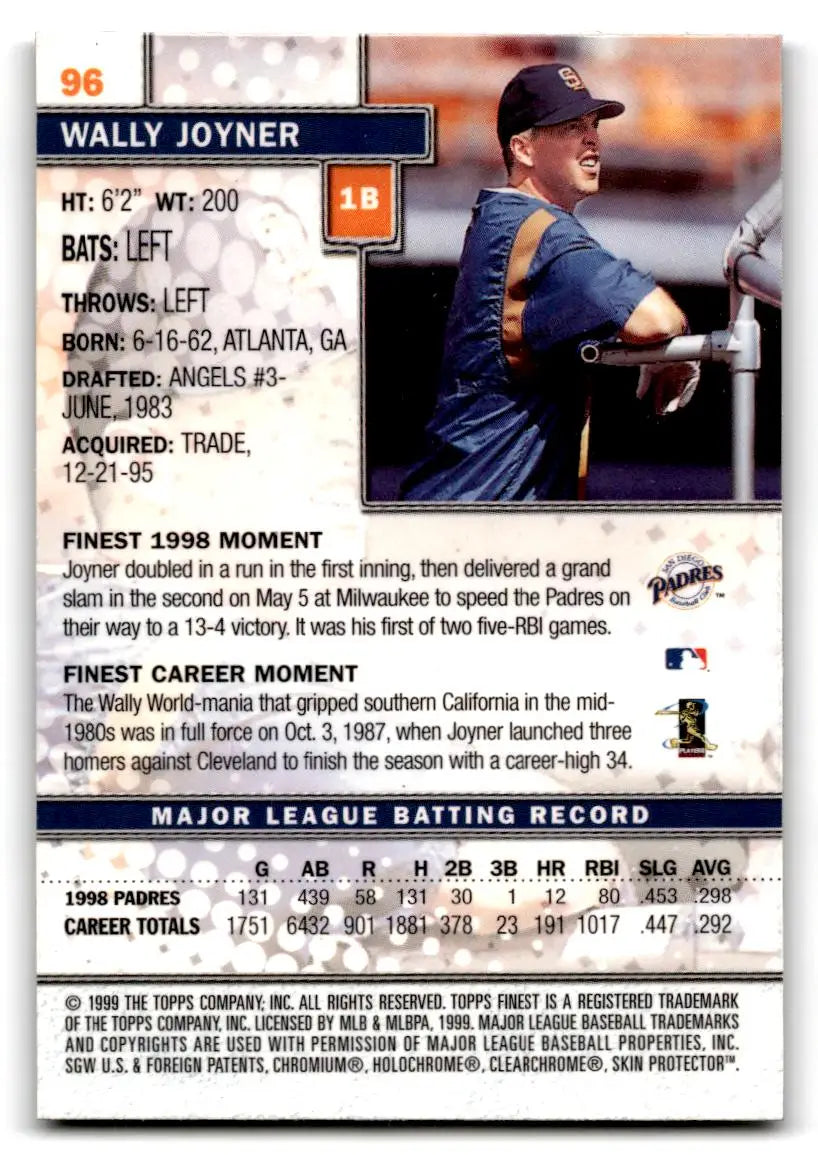 1999 Finest #96 Wally Joyner - Baseball Card Single