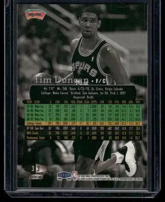 1999 Fleer Flair Showcase Tim Duncan #3 Basketball - Basketball Card Single