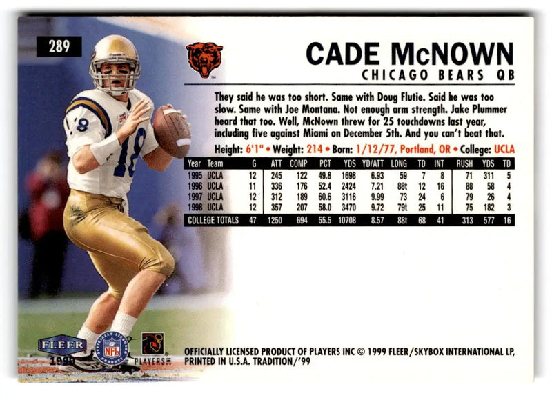 1999 Fleer Tradition #289 Cade McNown - Football Card Single