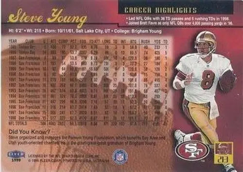 1999 Fleer Ultra #213 Steve Young NM Near Mint 49ers ID:67941 - Football Card Single