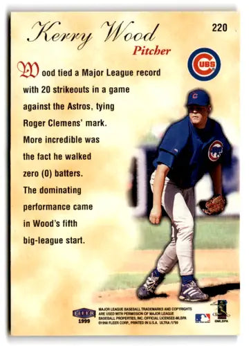 Fleer Ultra Kerry Wood baseball card with original gloss from 1999 Fleer Ultra series