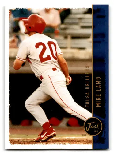 Baseball card of Mike Lamb with original gloss from 1999 Just #193 Simply Sandoval