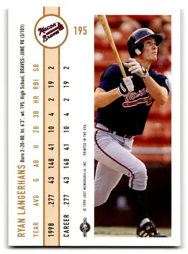 1999 Just #195 Ryan Langerhans NM-MT ID:72355 - Baseball Card Single