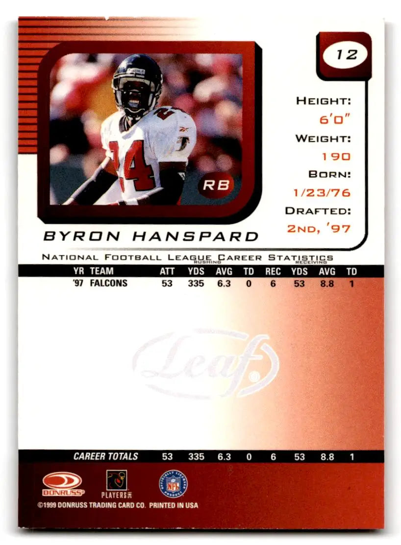 1999 Leaf Rookies & Stars #12 Byron Hanspard - Football Card Single
