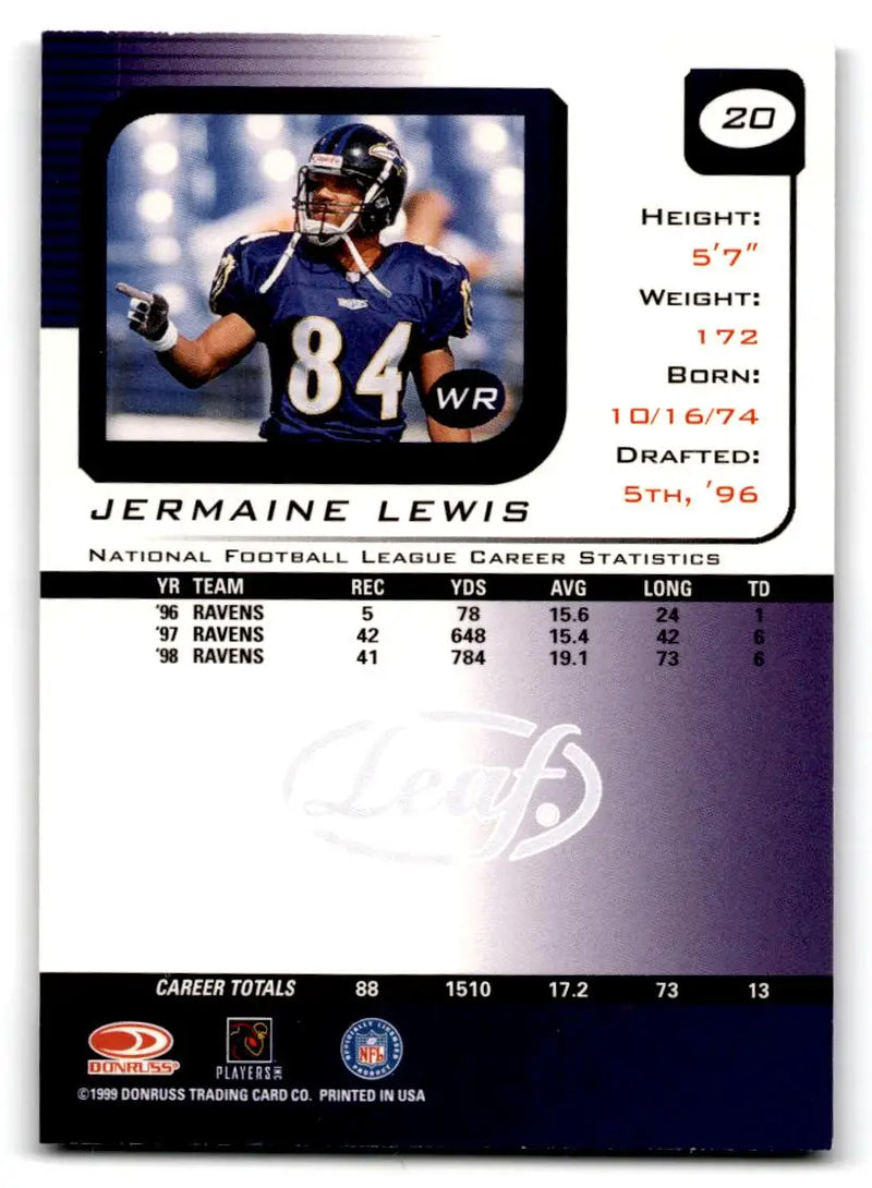 1999 Leaf Rookies & Stars #20 Jermaine Lewis - Football Card Single