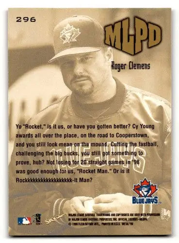 1999 Metal Universe #296 Roger Clemens Toronto Blue Jays Baseball Ca ID:63511 - Baseball Card Single