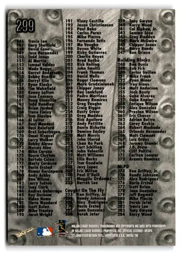 Original gloss Baseball card back from Metal Universe featuring Kerry Wood Cubs ID 73257