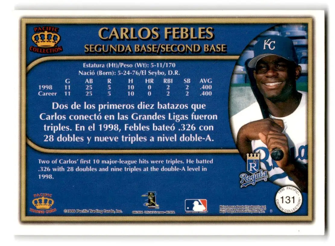 1999 Pacific Crown Collection #131 Carlos Febles - Baseball Card Single