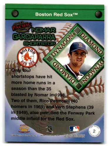 Original gloss Pacific Dynagon Diamond Nomar Garciaparra baseball card 1999