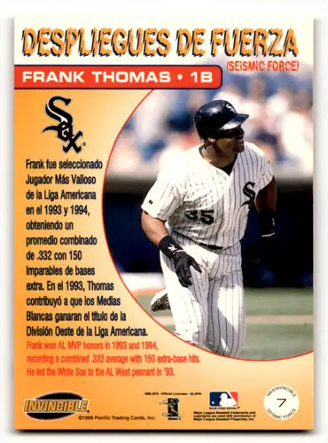 1999 Pacific Invincible Seismic Frank Thomas baseball card White Sox NM-MT ID 59257