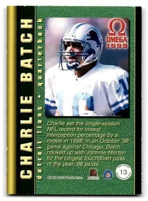 1999 Pacific Omega #13 Charlie Batch Gridiron Masters - Football Card Single