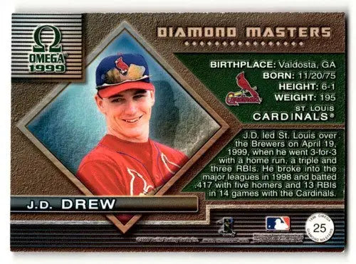 1999 Pacific Omega J.D. Drew Cardinals baseball card with original gloss