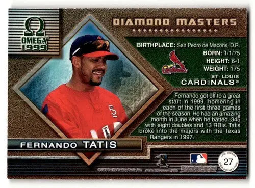 Original gloss Pacific Omega Fernando Tatis baseball card from 1999 St. Louis Cardinals