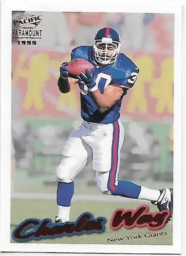 Original gloss 1999 Pacific Paramount Copper Charles Way NY Giants football card