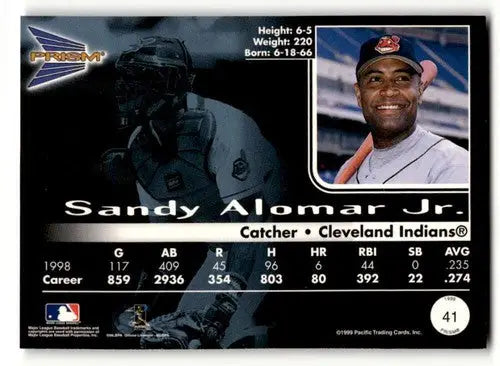 Original gloss Pacific Prism Sandy Alomar Jr. baseball card from 1999 Cleveland Indians