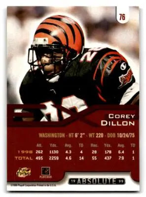 1999 Playoff Absolute EXP #76 Corey Dillon - Football Card Single