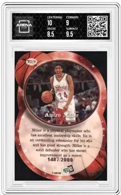 Graded Press Pass Andre Miller basketball trading card from 1999 Arena Club series