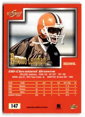 1999 Score #147 Antonio Langham - Football Card Single