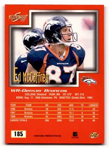 Original gloss Ed McCaffrey Broncos football card from 1999 Score series