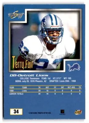 1999 Score #34 Terry Fair - Football Card Single