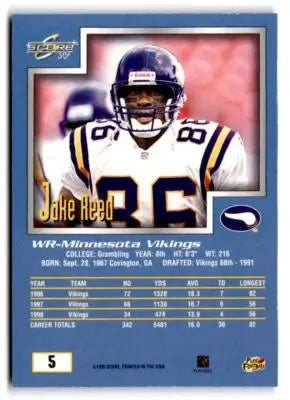 1999 Score #5 Jake Reed - Football Card Single
