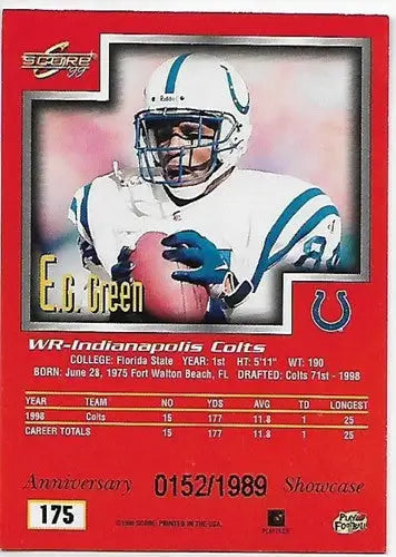 1999 Score Showcase #175 E.G. Green NM Near Mint 0152/1989 Colts - Football Card Single