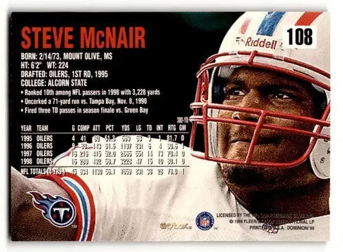 1999 Skybox Dominion #108 Steve McNair Houston Oilers Football Cards ID:62876 - Football Card Single