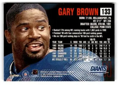 1999 SkyBox Dominion #133 Gary Brown - Football Card Single