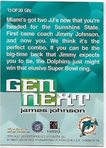 1999 Skybox Dominion Gen Next Plus #13 James Johnson NM-MT - Basketball Card Single