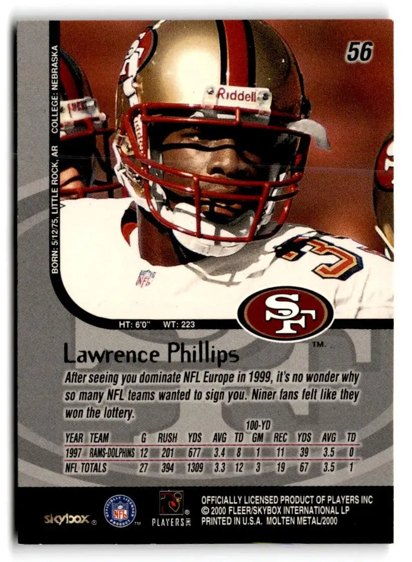 1999 SkyBox Molten Metal #56 Lawrence Phillips - Football Card Single