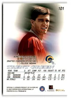 1999 SkyBox Premium #101 Trent Green - Football Card Single