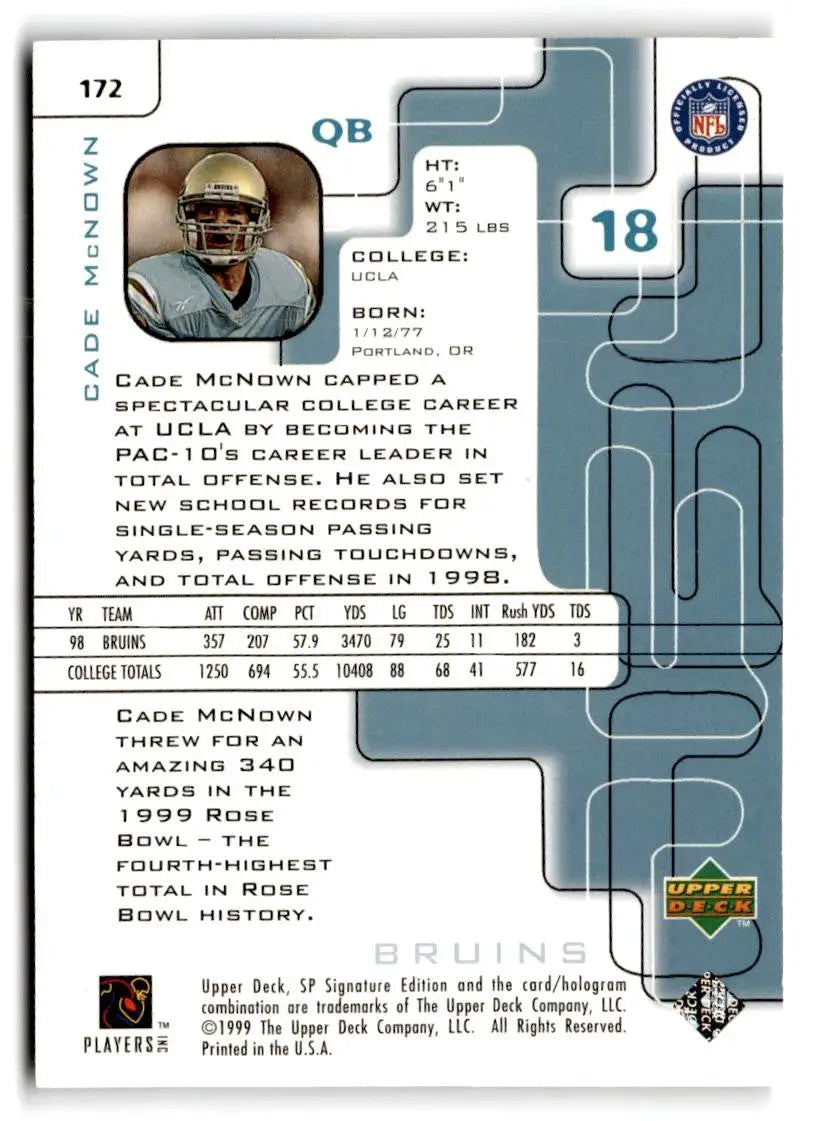1999 SP Signature #172 Cade McNown - Football Card Single
