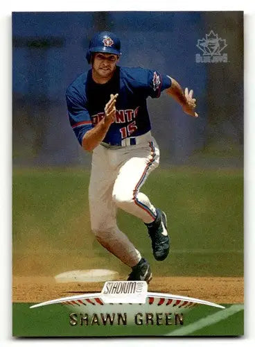 Original gloss Toronto Blue Jays Shawn Green baseball card from 1999 Stadium Club