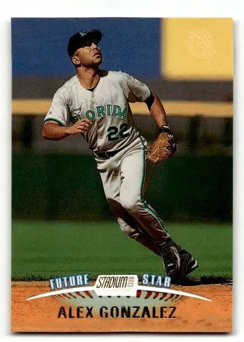 Original gloss stadium club Alex Gonzalez baseball card from 1999 Florida Marlins