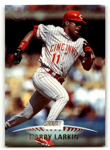 Original gloss Barry Larkin Cincinnati Reds baseball card from 1999 Stadium Club series