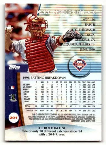 Original gloss 1999 Stadium Club Mike Lieberthal Phillies baseball card image