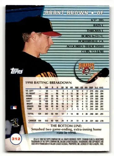1999 Stadium Club #312 Brant Brown Pittsburgh Pirates Baseball Cards ID:63730 - Baseball Card Single