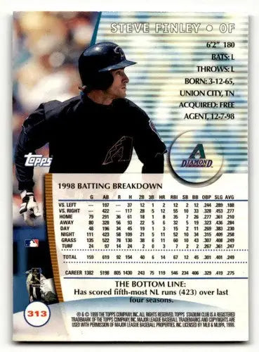 1999 Stadium Club #313 Steve Finley Arizona Diamondbacks Baseball Ca ID:63696 - Baseball Card Single