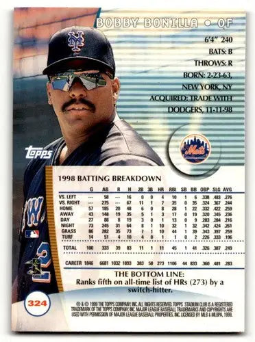 Original gloss 1999 Stadium Club Bobby Bonilla New York Mets baseball card