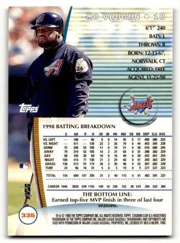 Original gloss Mo Vaughn Anaheim Angels baseball card from 1999 Stadium Club
