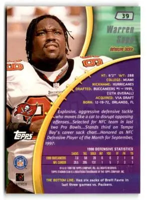 1999 Stadium Club #39 Warren Sapp - Football Card Single