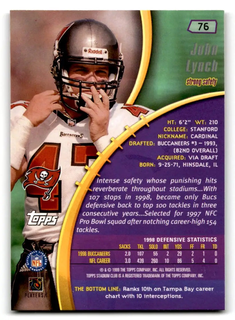 1999 Stadium Club #76 John Lynch - Football Card Single