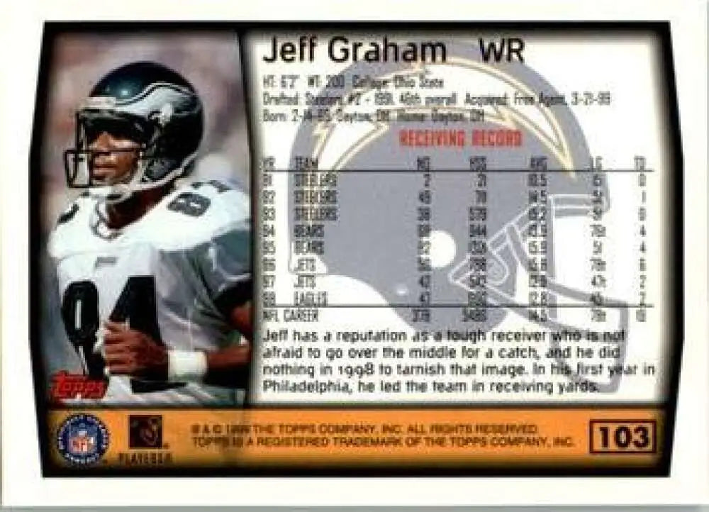1999 Topps #103 Jeff Graham EX Excellent San Diego Chargers Football Card - Football Card Single